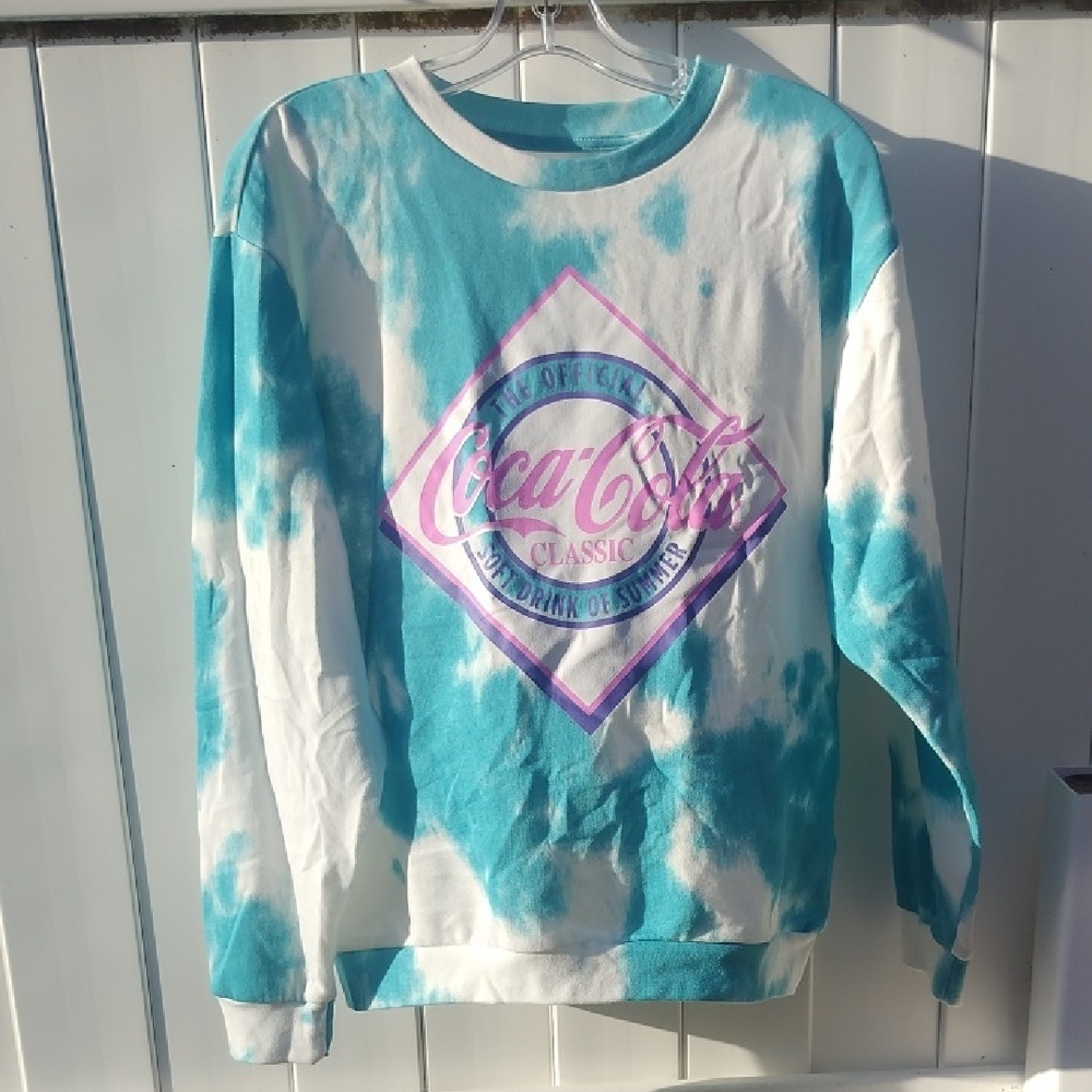 Coca-Cola Blue and White Tie-Dye Sweatshirt